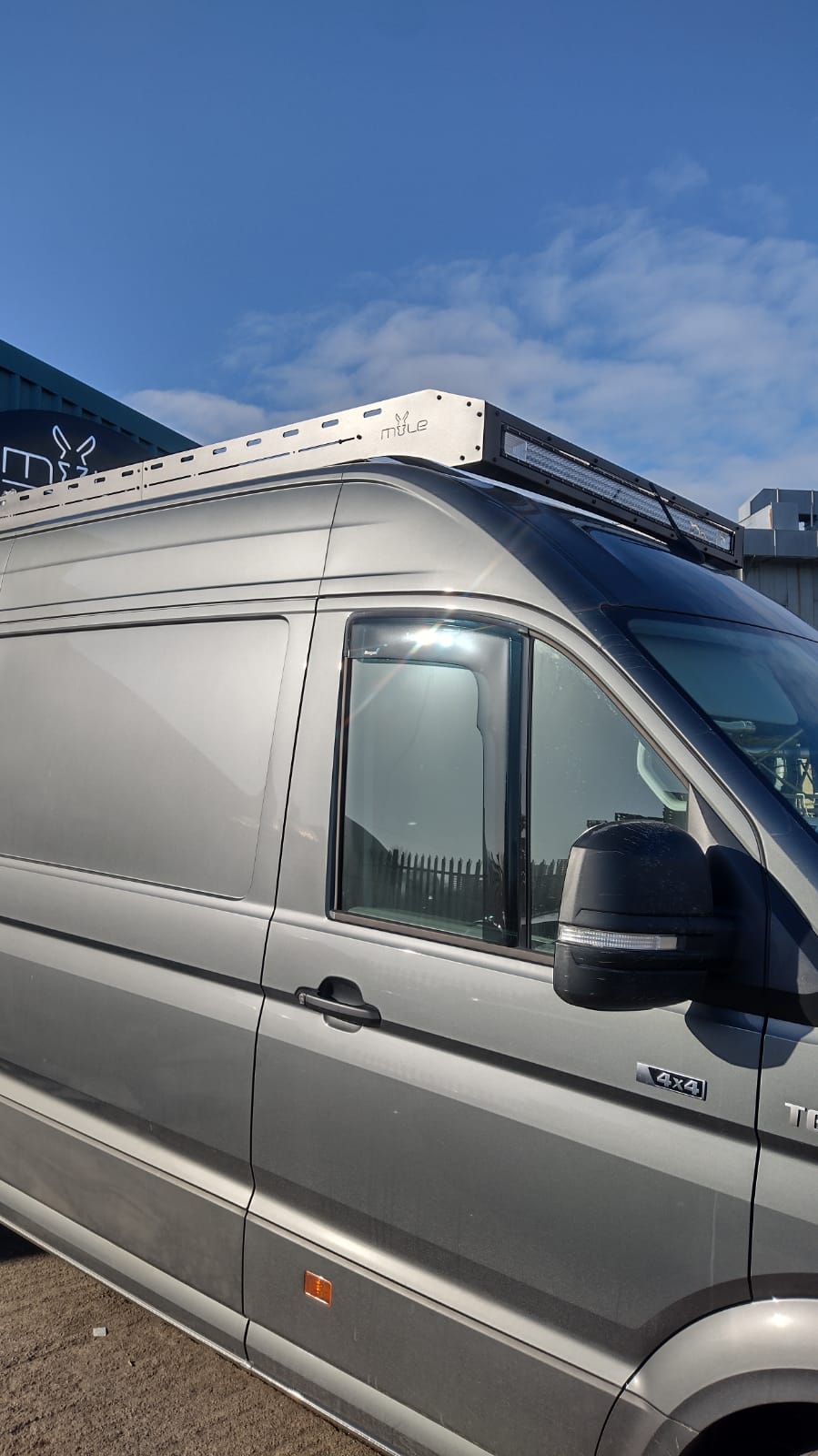 Mule Roof Rack Aluminium MWB Single Light Bar MAN TGE VW Crafter 2018 mule-roof-rack-aluminium-mwb-single-light-bar-man-tge-vw-crafter-2018